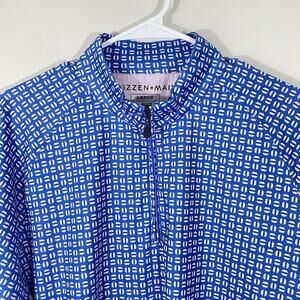 Mizzen + Main Clubhouse 1/4 Zip Pullover Men's Large Blue Pink Performance Golf